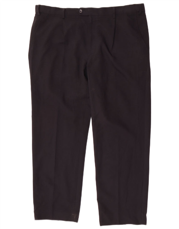 Calça masculina de ajuste regular Marks & Spencer W40 L29 poliéster azul marinho