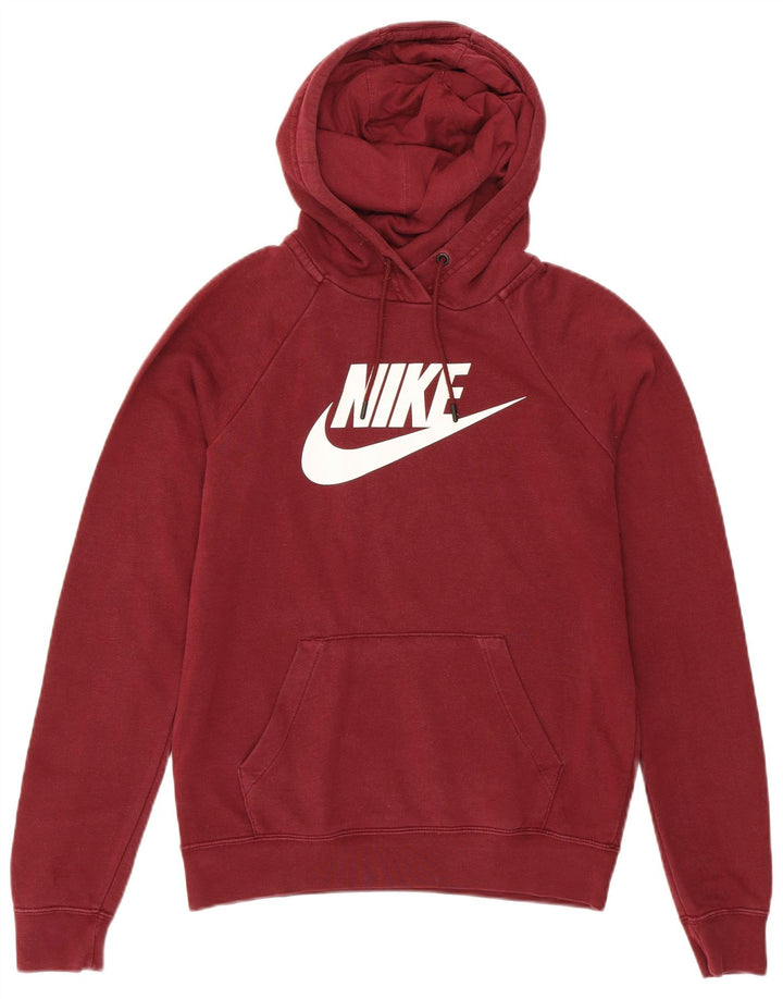 NIKE Mens Graphic Hoodie Jumper XS Borgonha Algodão