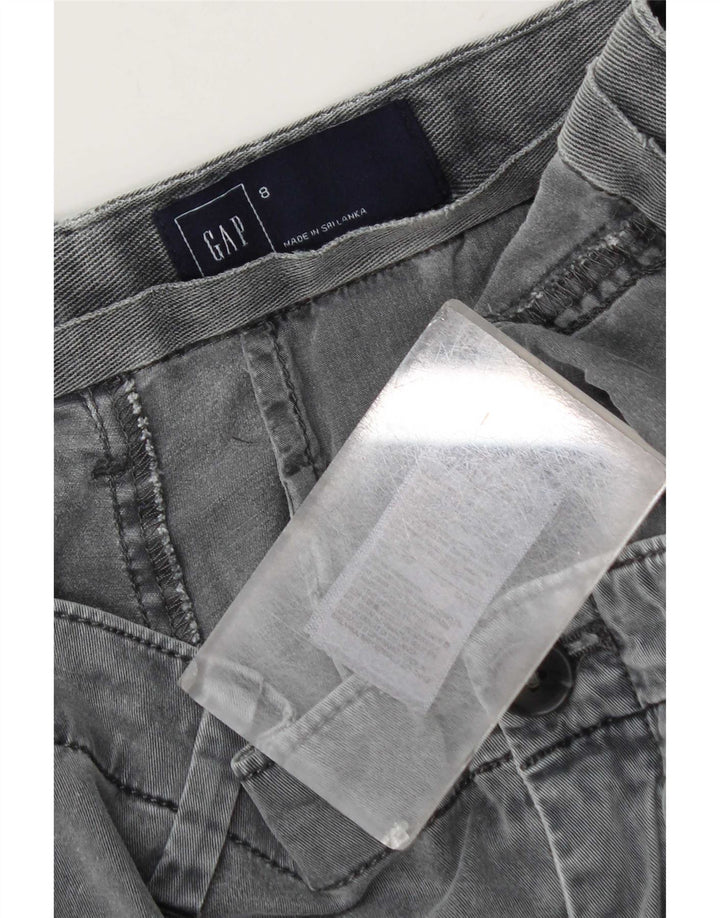 Calça chino reta feminina Gap EUA 8 médio W30 L27 algodão cinza