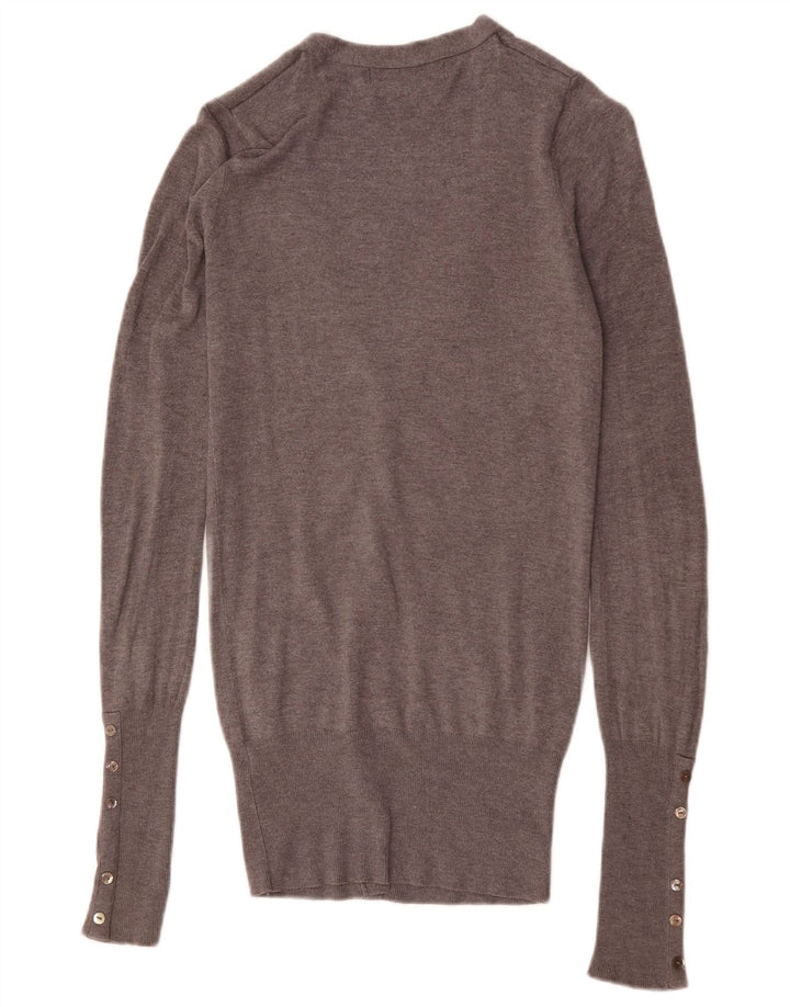 Suéter cardigã feminino Zara Reino Unido 12 rayon cinza médio