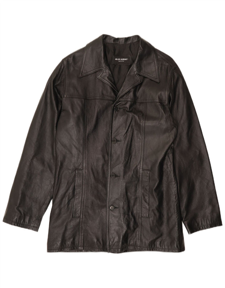 Jaqueta de couro masculina HELEN HUBERT Reino Unido 38 couro preto médio