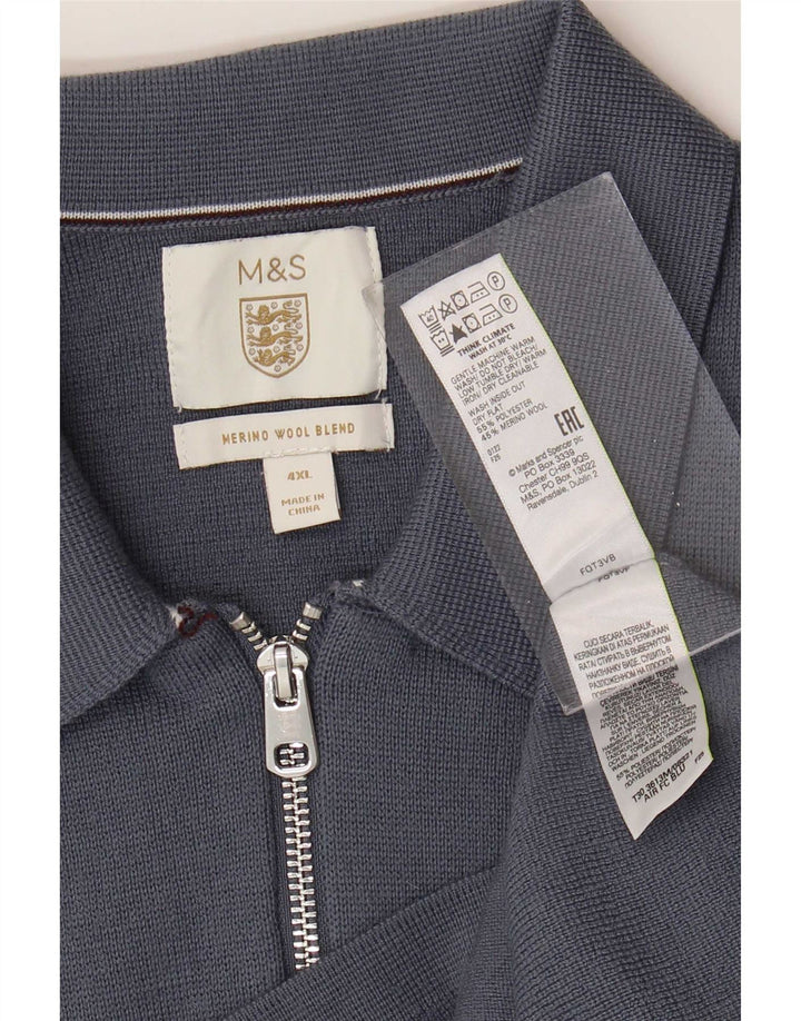 Suéter cardigã masculino Marks & Spencer 4XL poliéster azul