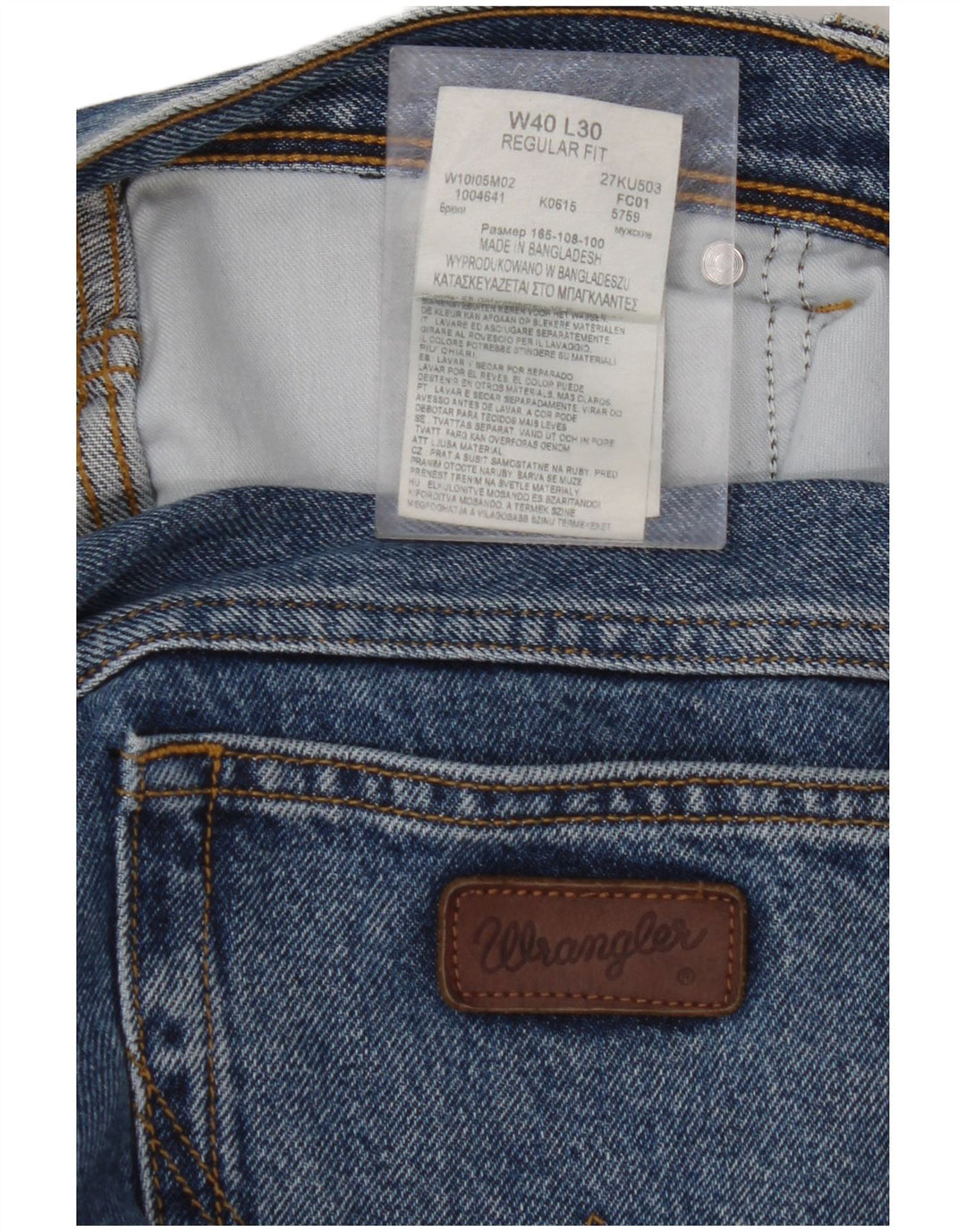 Calça jeans reta masculina WRANGLER regular fit W40 L30 algodão azul