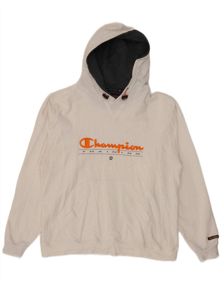 Jumper com capuz gráfico masculino Champion pequeno branco