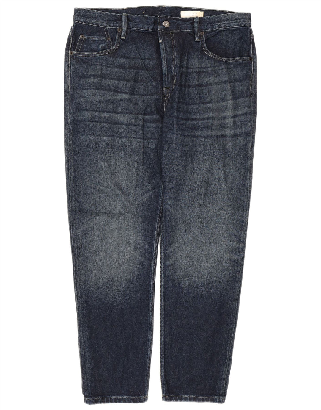 ALL SAINTS Masculino Dean Slim Jeans W36 L28 Azul Marinho Algodão