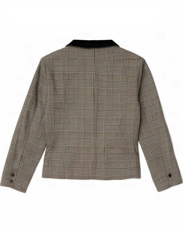 Jaqueta blazer feminina vintage com peito duplo IT 42 Houndstooth preto médio