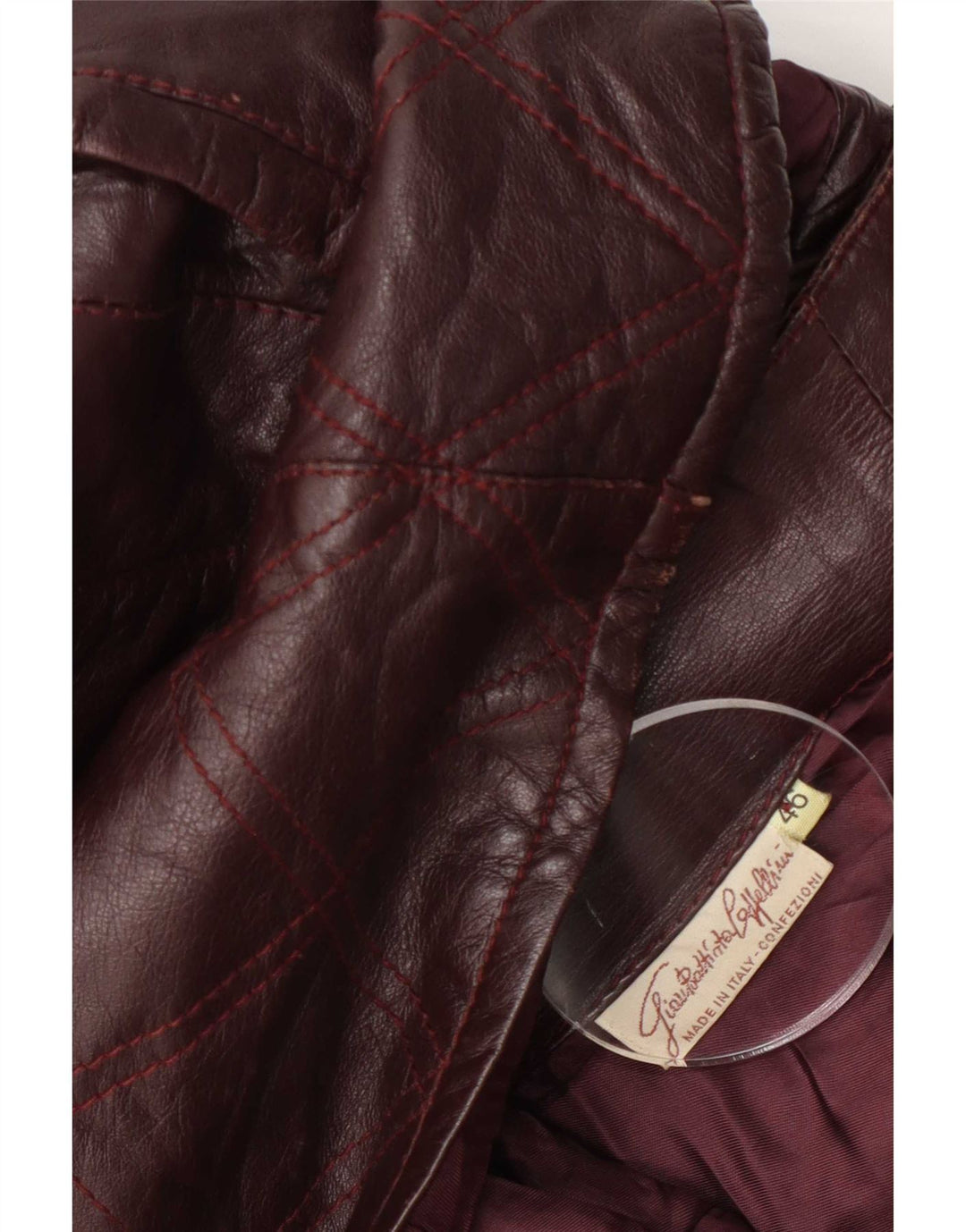 Jaqueta de couro feminina vintage IT 46 Grande Borgonha