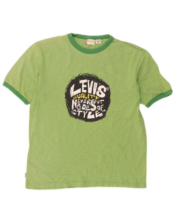 Camiseta feminina gráfica Levi's UK 16 grande algodão verde