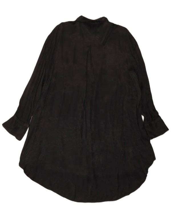 Zara vestido camisa oversized feminino Reino Unido 10 pequeno preto viscose