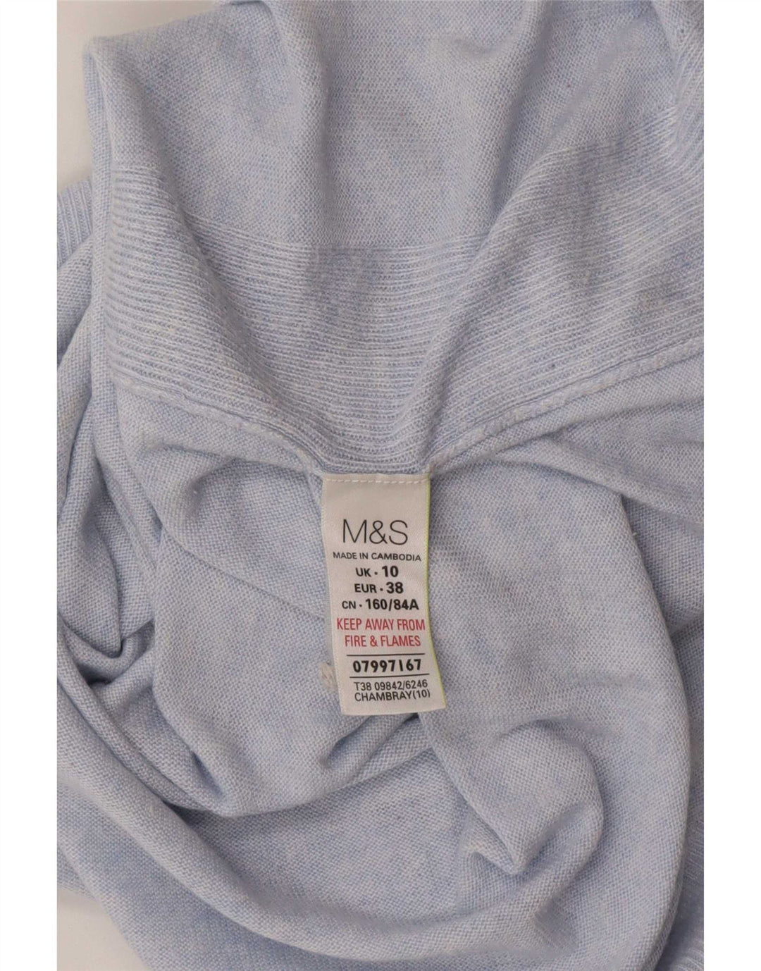 Suéter feminino Marks & Spencer grande com gola canoa Reino Unido 10 pequeno azul