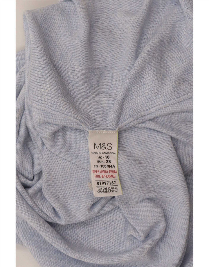 Suéter feminino Marks & Spencer grande com gola canoa Reino Unido 10 pequeno azul