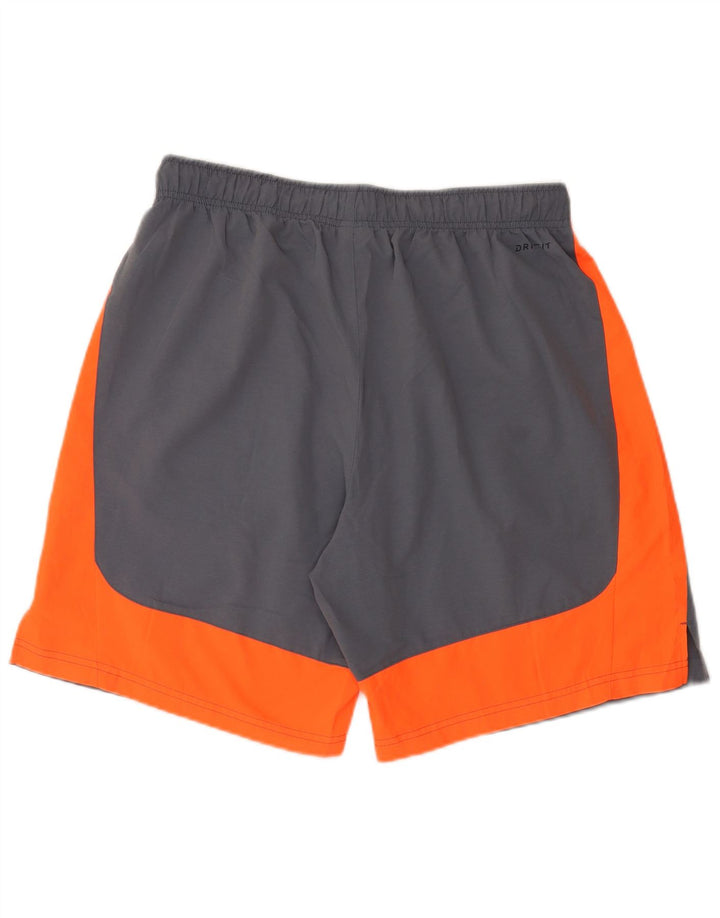 Shorts esportivos masculinos Nike Dri Fit grande cinza colorblock poliéster