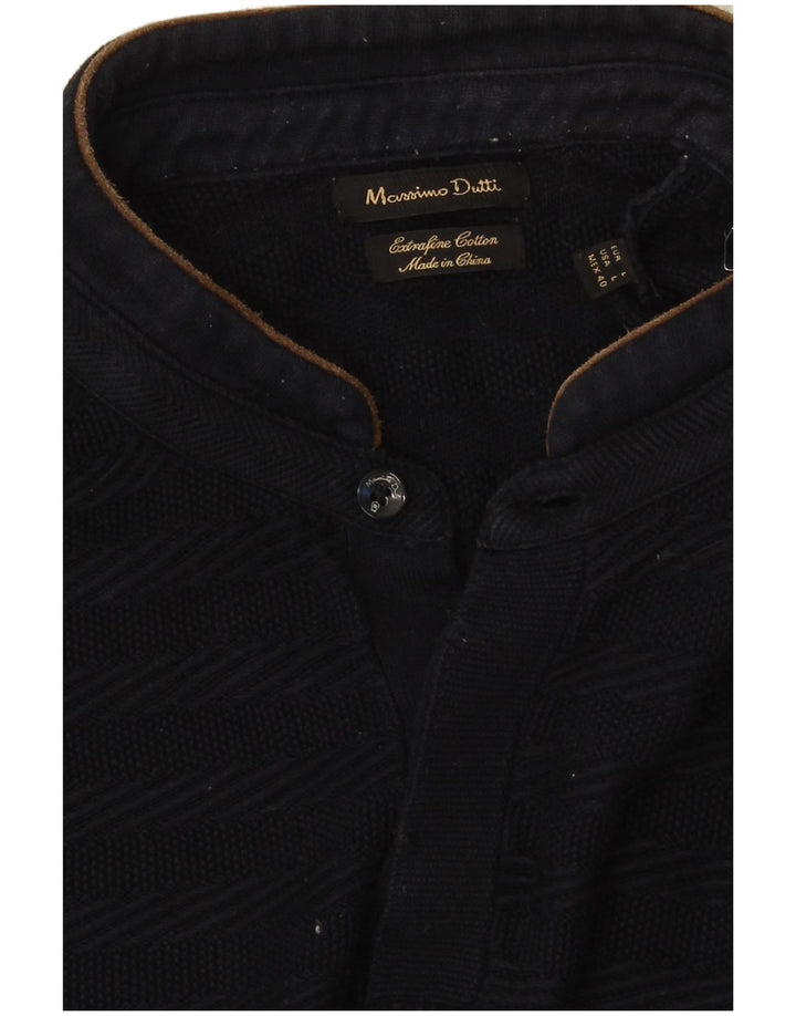 Suéter masculino Massimo Dutti com gola redonda e listrado azul marinho grande