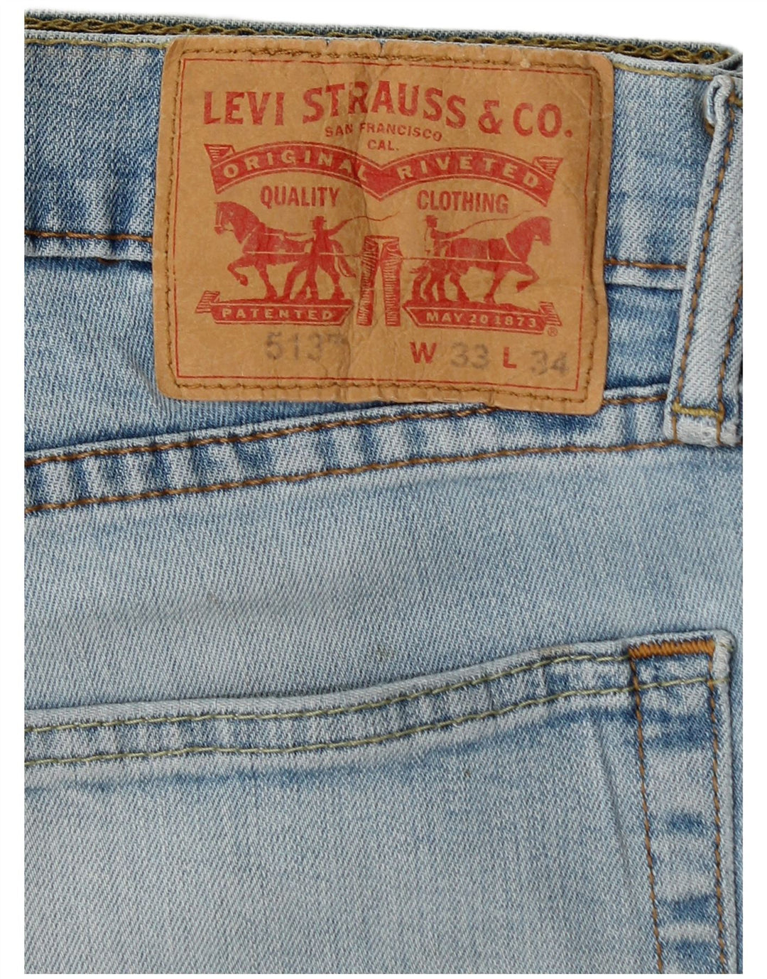 LEVI'S Masculino 513 Straight Jeans W33 L26 Azul Algodão