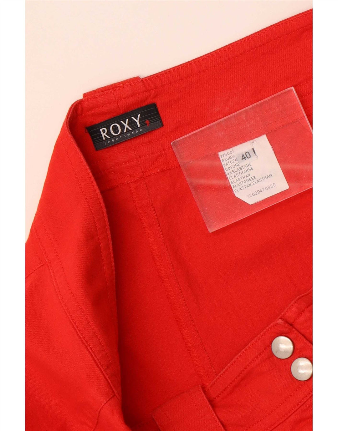 Calça feminina cortada reta Roxy EU 40 médio W30 L23 algodão vermelho