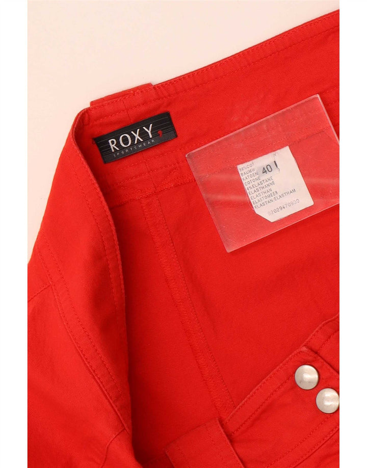Calça feminina cortada reta Roxy EU 40 médio W30 L23 algodão vermelho