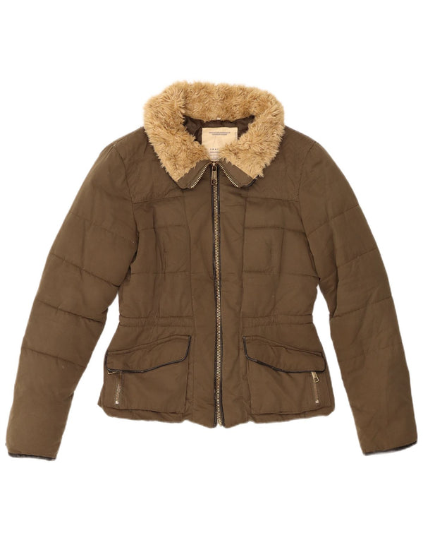 Jaqueta acolchoada feminina Zara UK 6 XS Caqui