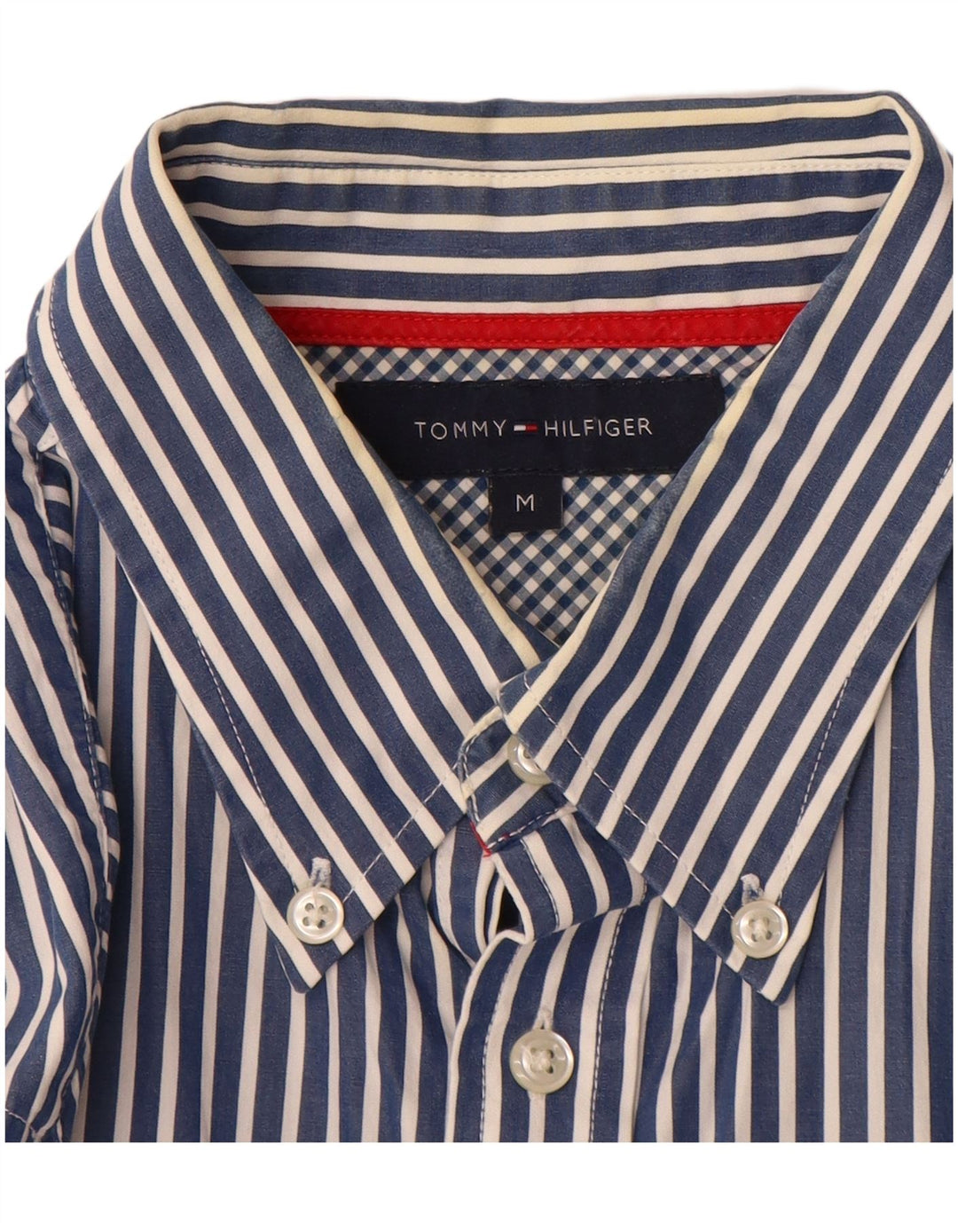 Camisa masculina Tommy Hilfiger de algodão listrado azul médio