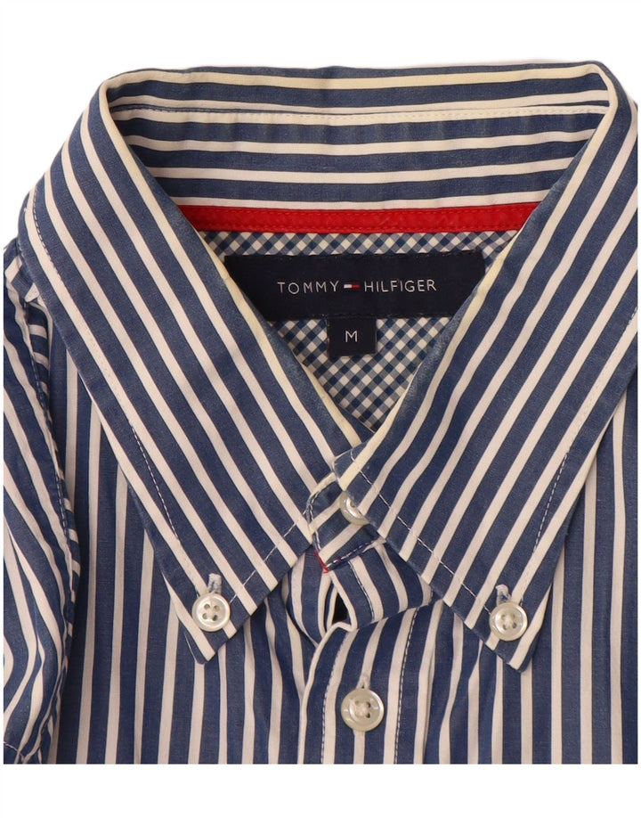 Camisa masculina Tommy Hilfiger de algodão listrado azul médio