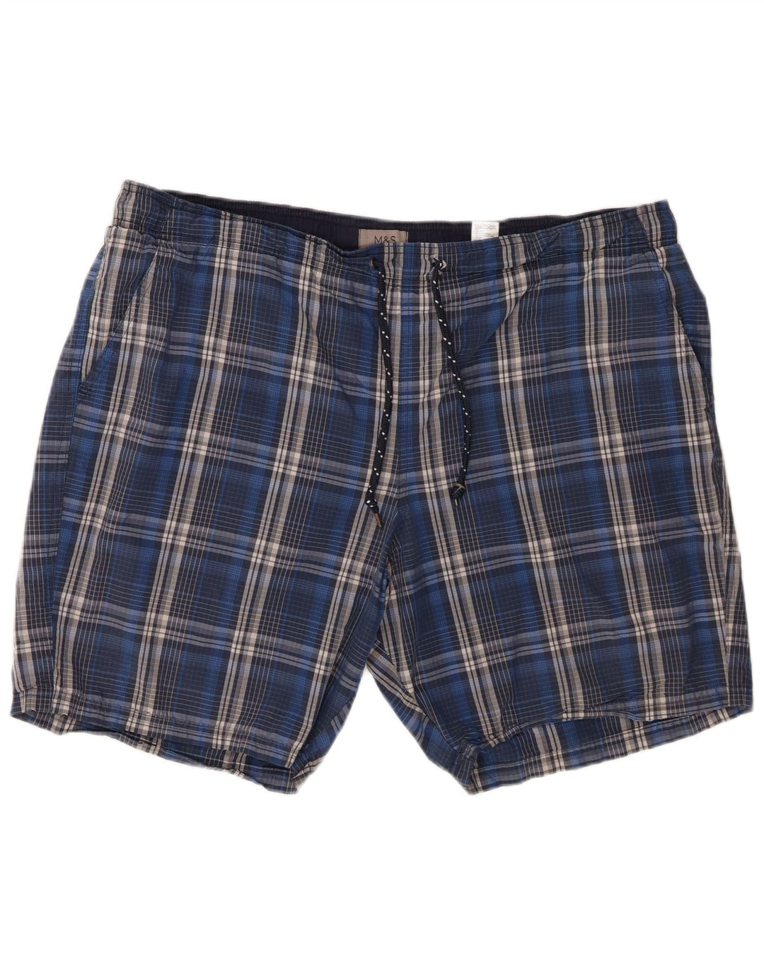 Shorts de natação masculino Marks & Spencer 2XL algodão xadrez azul
