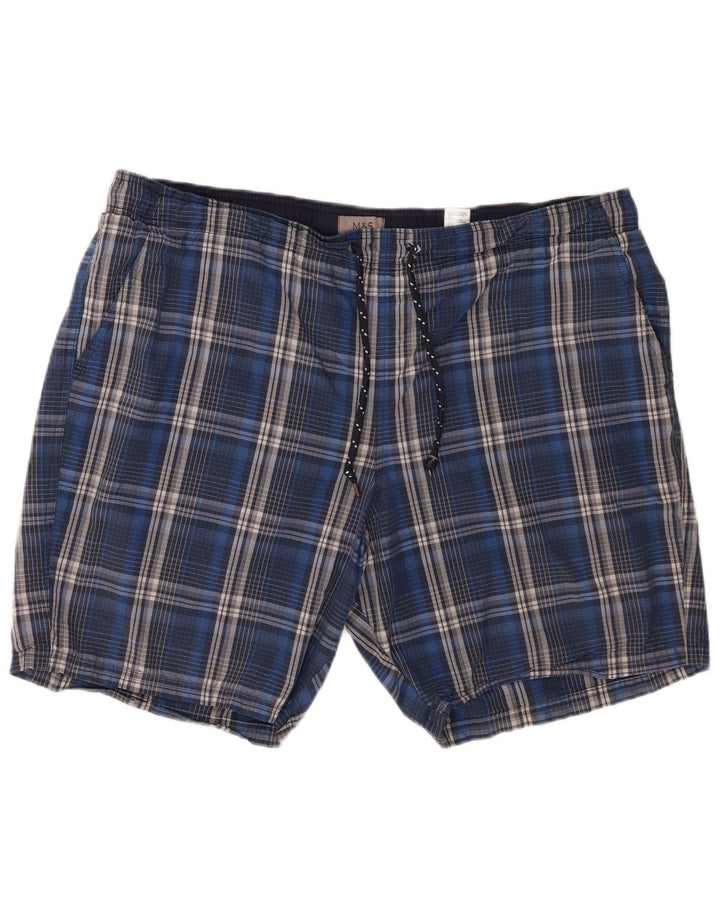 Shorts de natação masculino Marks & Spencer 2XL algodão xadrez azul