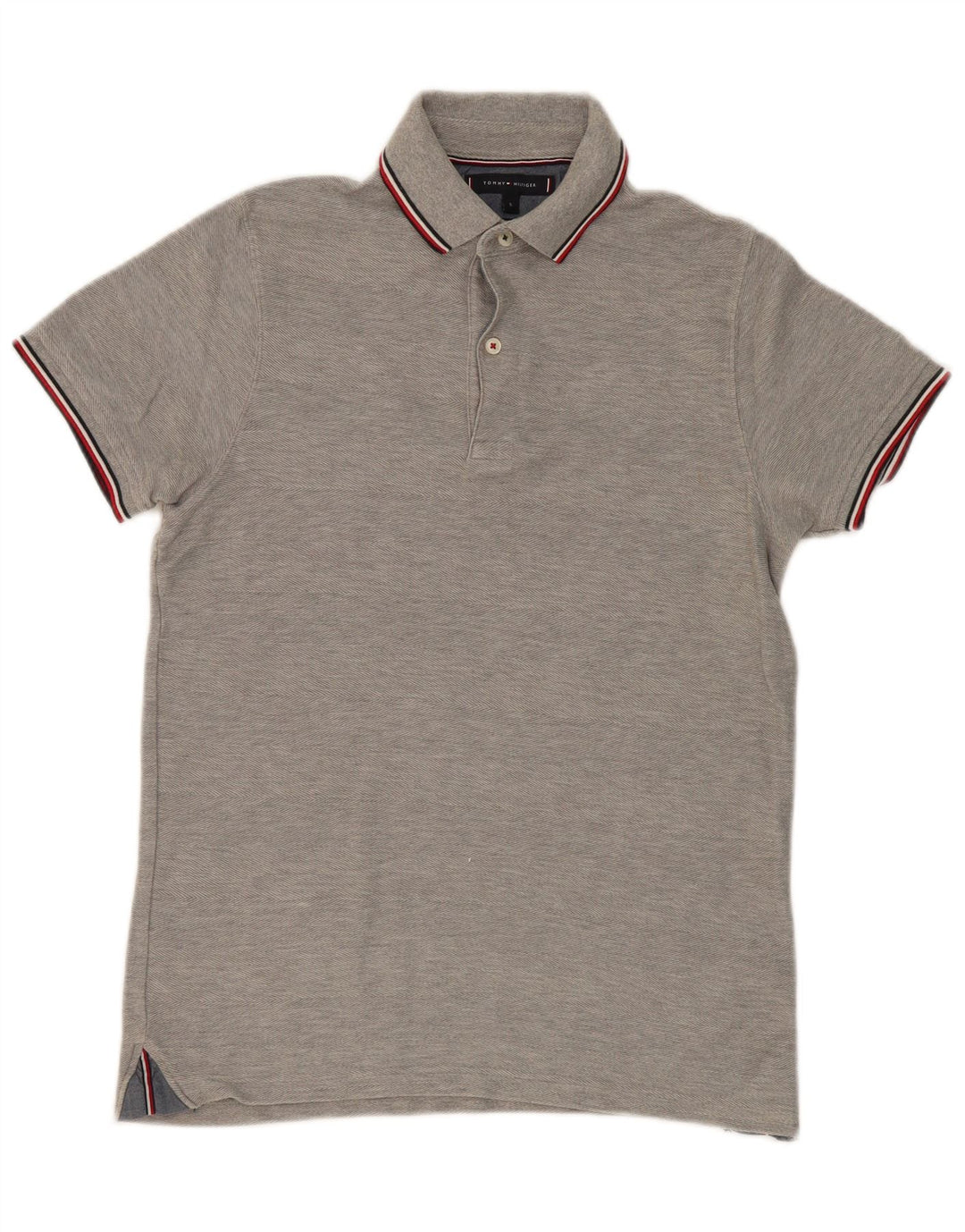 Camisa polo masculina TOMMY HILFIGER pequena algodão cinza
