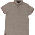 Camisa polo masculina TOMMY HILFIGER pequena algodão cinza