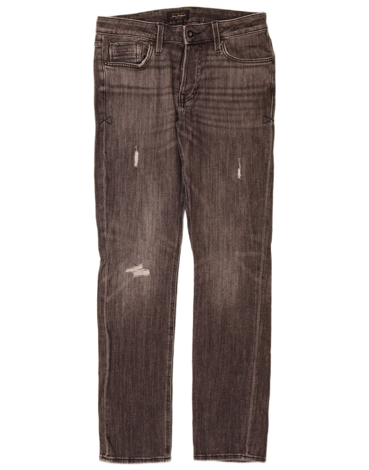 Jeans masculinos Jack & Jones desgastados slim W31 L34 algodão cinza