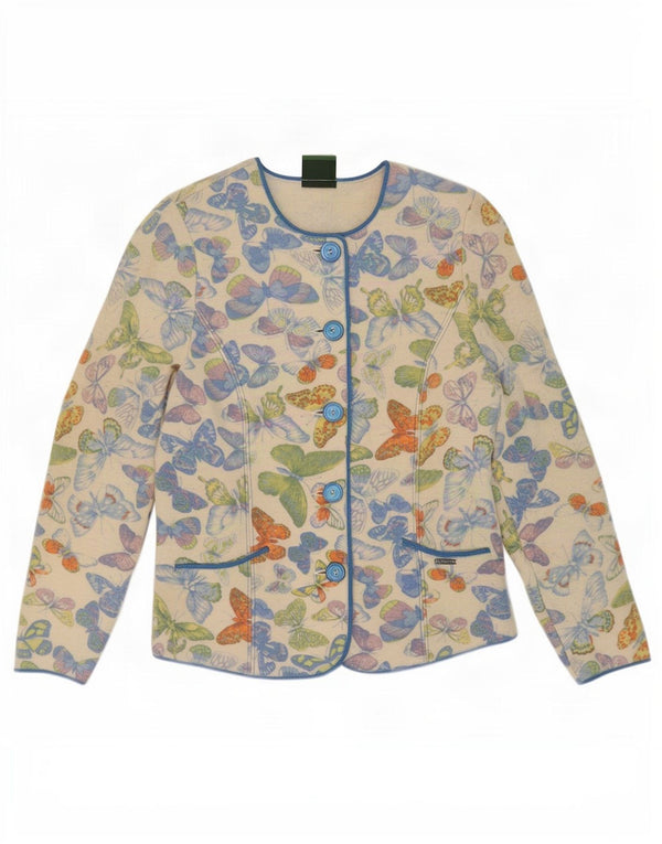 Jaqueta blazer feminina Geiger de malha com 5 botões EU 38 médio off white borboleta