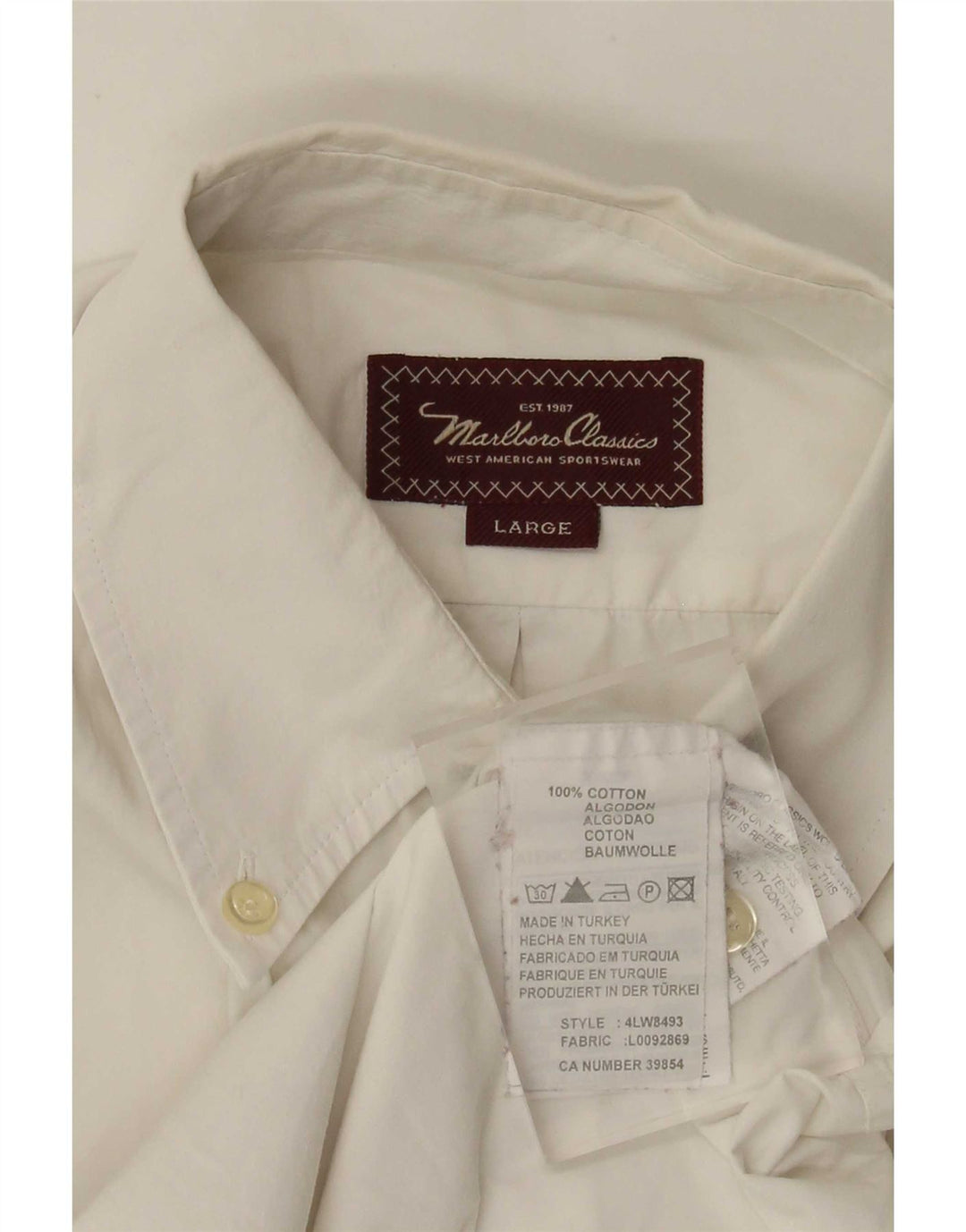 Camisa masculina Marlboro Classics grande algodão branco