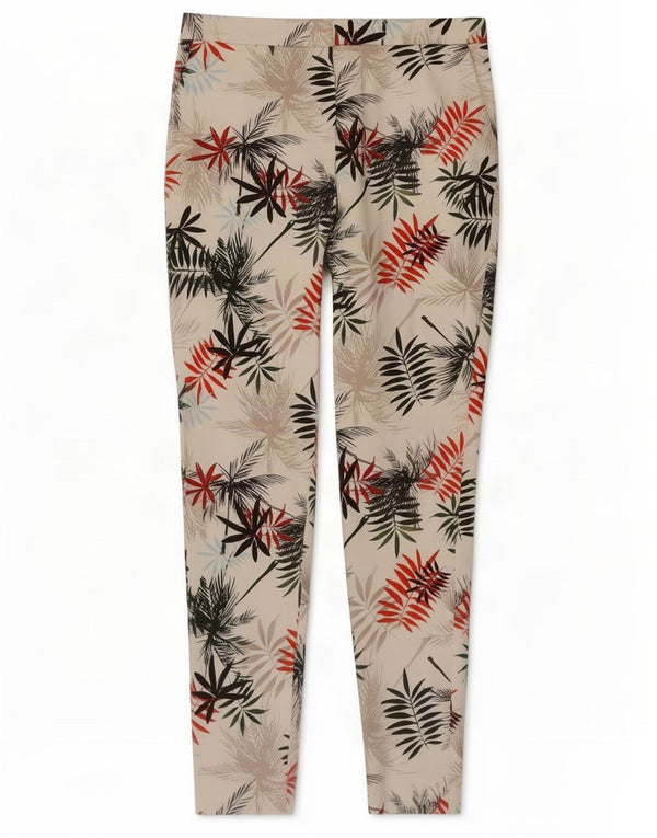 Calça Chino Feminina Reiss Slim UK 12 Médio W30 L27 Algodão Floral Branco
