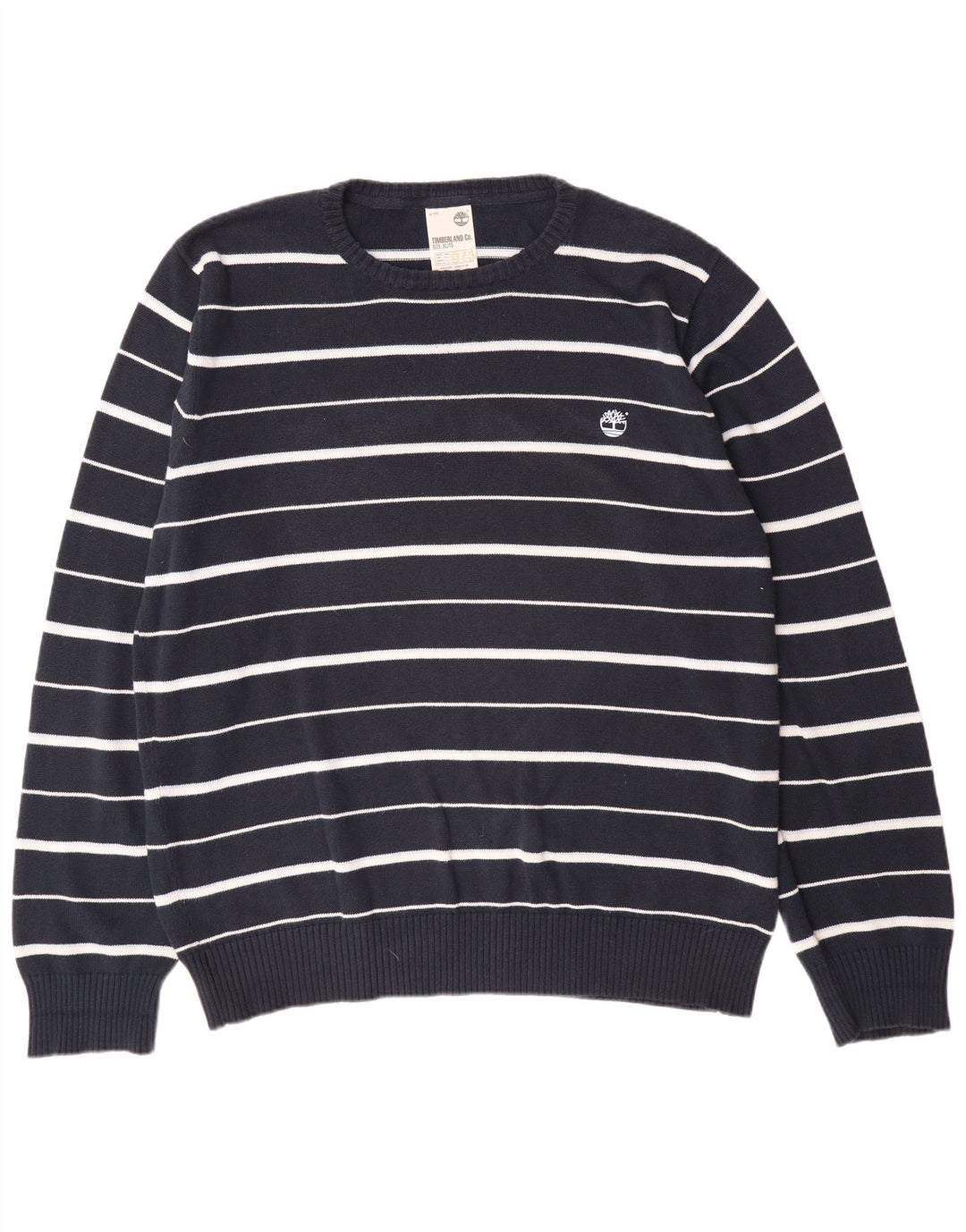 Suéter masculino TIMBERLAND com gola redonda XL algodão listrado azul marinho