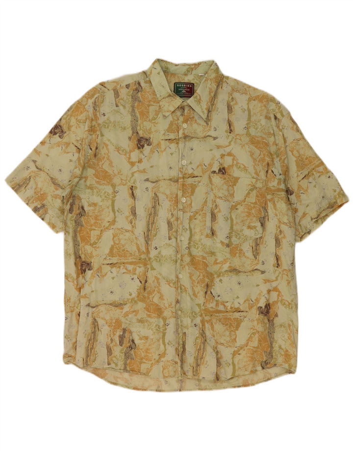 Camisa masculina Rodrigo Abstract Padrão manga curta tamanho 42 grande algodão verde