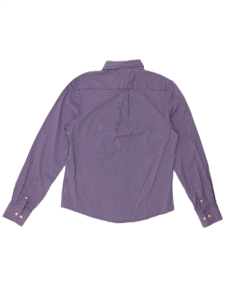 Camisa masculina slim fit IZOD pequena algodão guingão azul