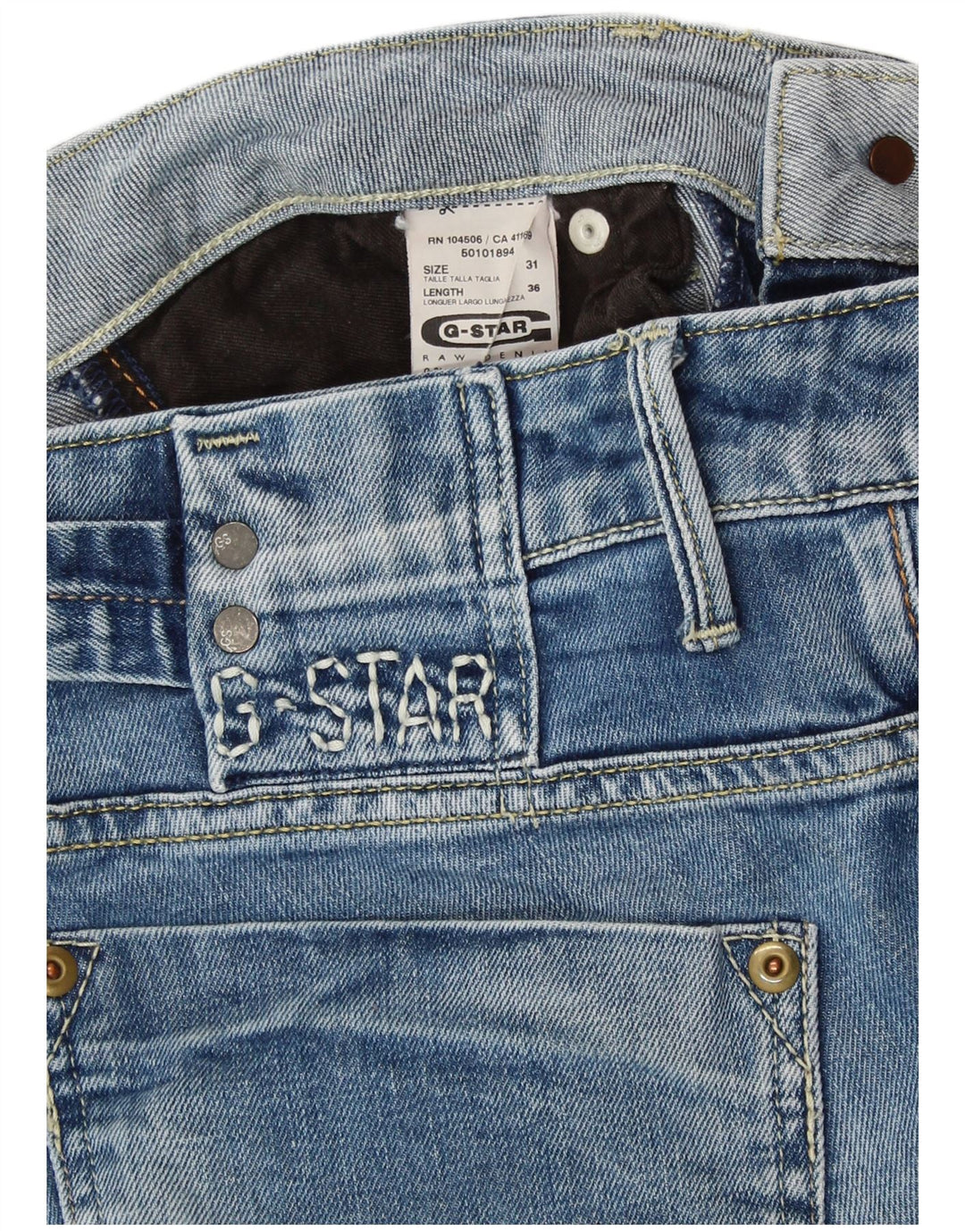Jeans femininos G-STAR desgastados slim W31 L36 algodão azul