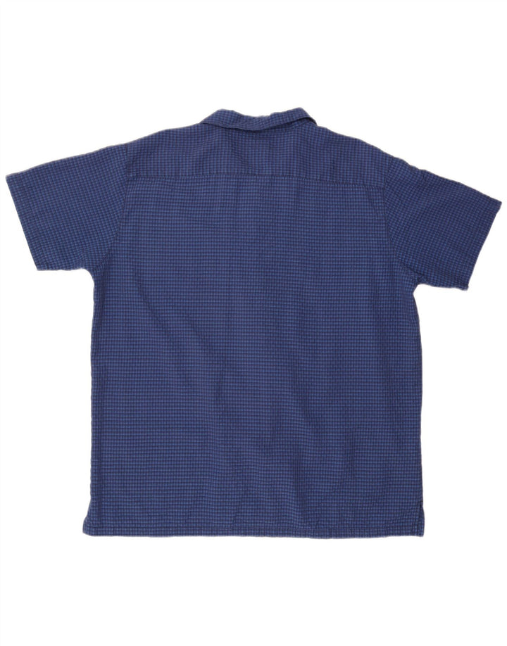 Camisa masculina de manga curta MOSSIMO XL azul Gingham Rayon