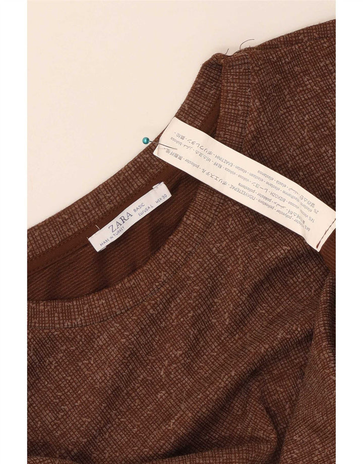 Vestido Tenda Feminino Zara Reino Unido 16 Grande Poliéster Marrom