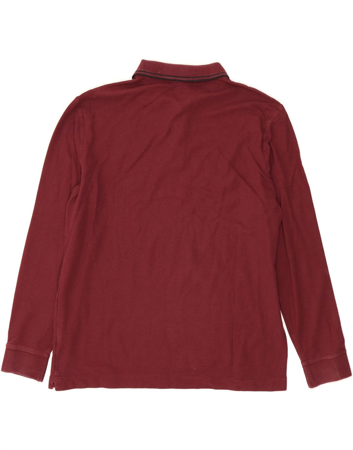 LOTTO Mens Long Sleeve Polo Shirt XL Maroon Cotton Vintage Lotto and Second-Hand Lotto from Messina Hembry 