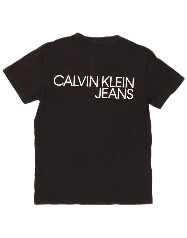 Camiseta masculina CALVIN KLEIN JEANS com estampa gráfica pequena de algodão preto