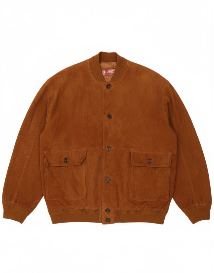 Jaqueta bomber masculina Jolly de camurça IT 58 4XL couro marrom