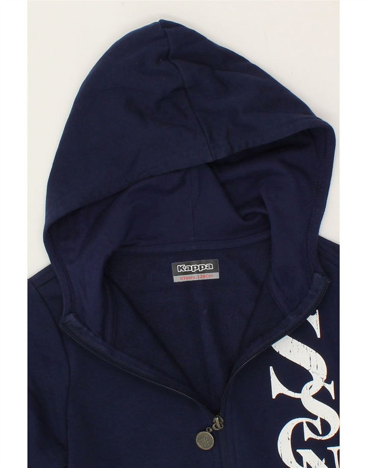 KAPPA Boys Graphic Zip Hoodie Sweater 7-8 Years Navy Blue Cotton Vintage Kappa and Second-Hand Kappa from Messina Hembry 