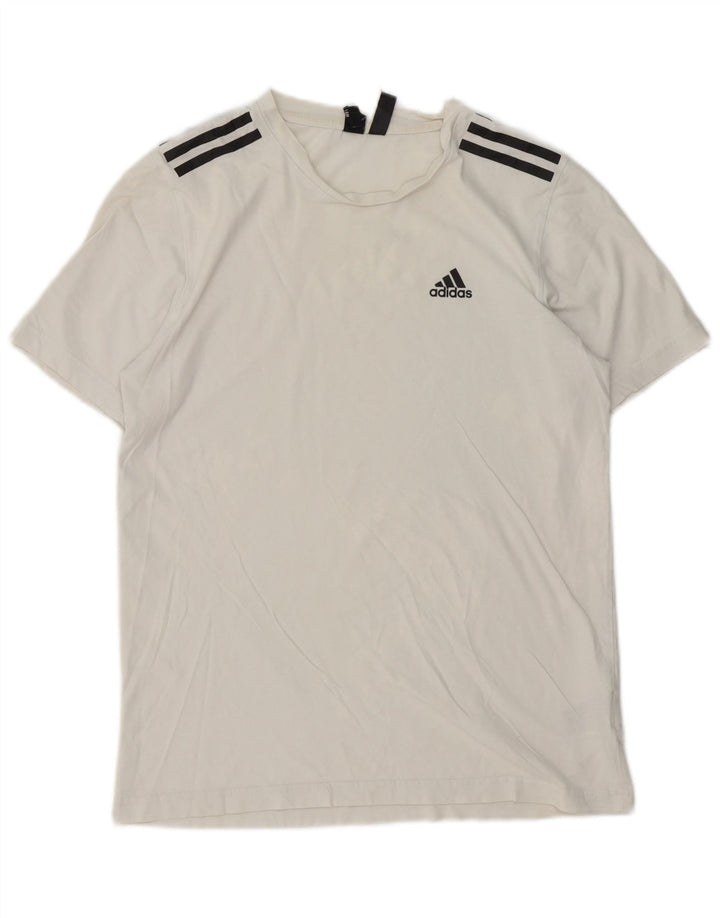 ADIDAS Mens T-Shirt Top Pequeno Algodão Branco