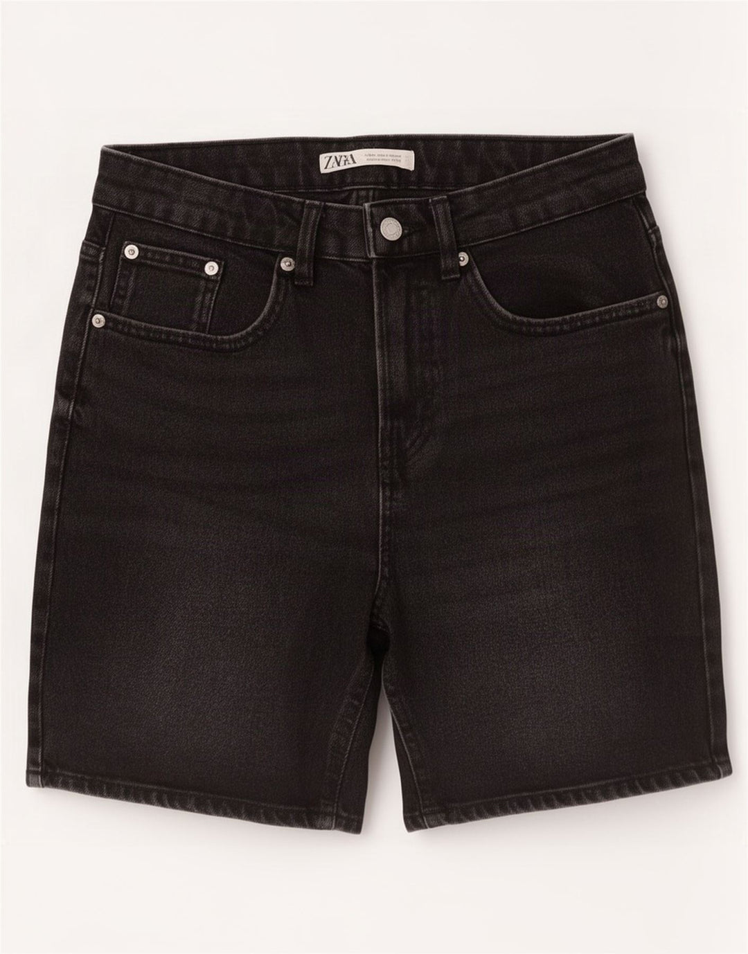 Zara Mens Denim Shorts EU 40 Médio W30 Algodão Preto
