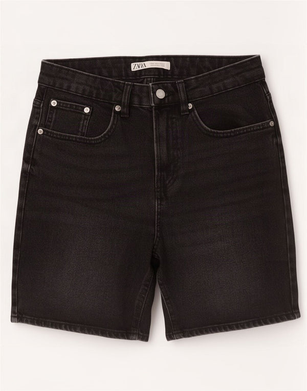 Zara Mens Denim Shorts EU 40 Médio W30 Algodão Preto