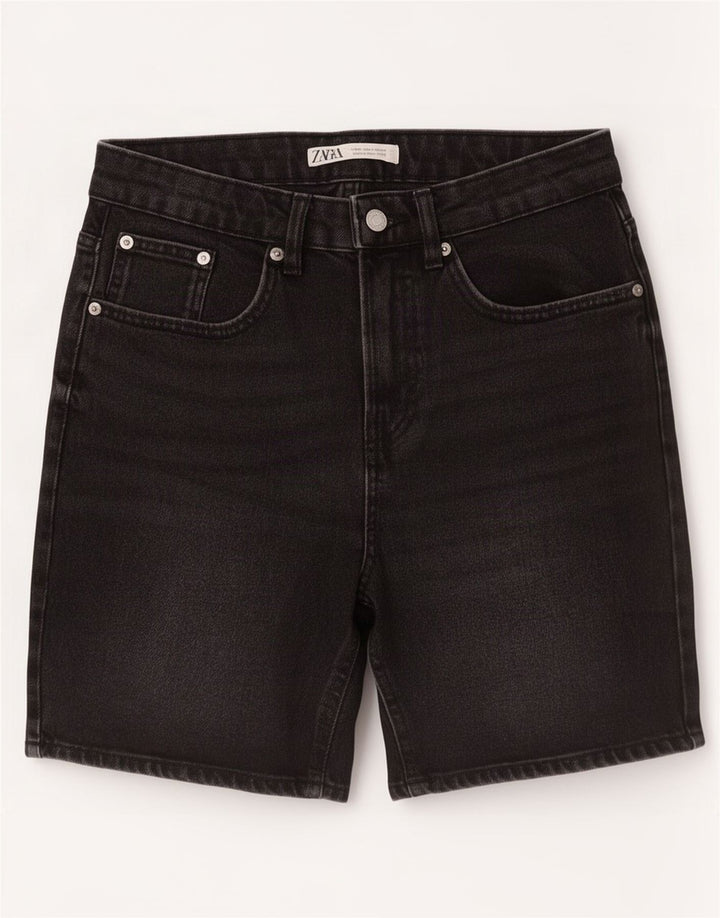 Zara Mens Denim Shorts EU 40 Médio W30 Algodão Preto