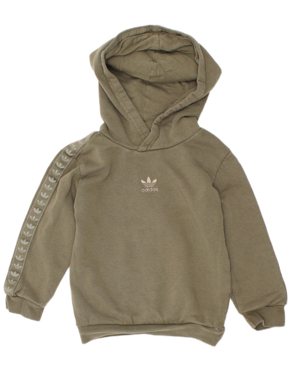 Suéter com capuz gráfico Adidas Boys 3-4 anos algodão cáqui