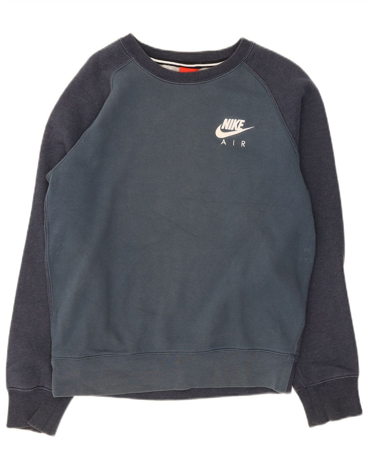 Moletom masculino Nike Jumper pequeno azul marinho colorblock algodão