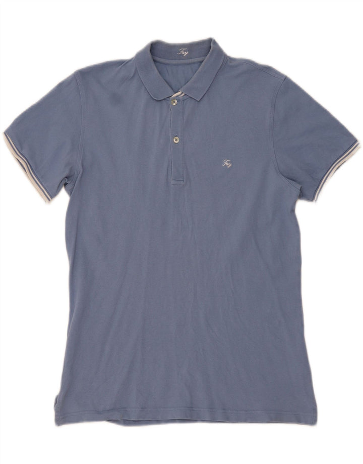 Camisa polo masculina Fay grande algodão azul