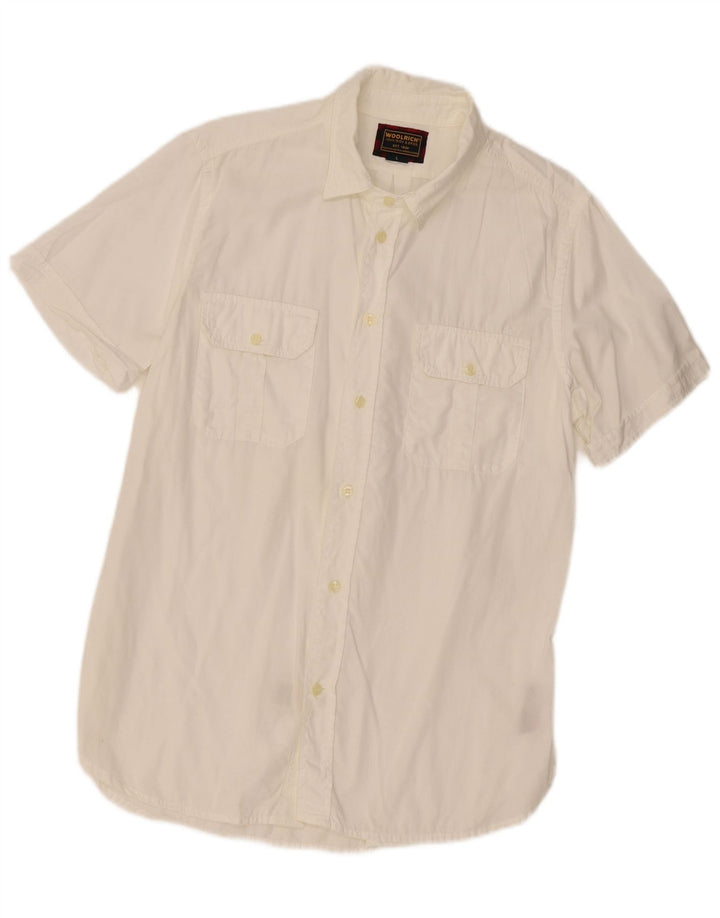 Camisa masculina de manga curta Woolrich grande algodão branco