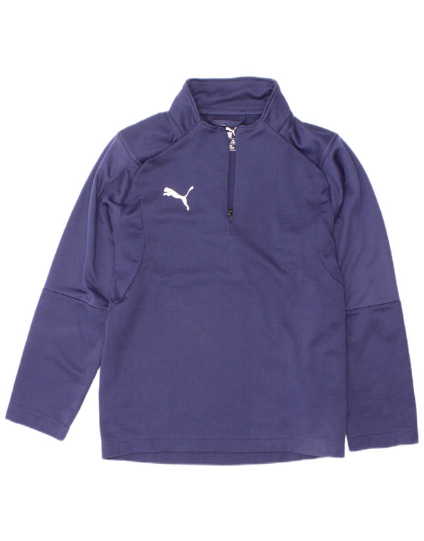Puma Meninos Zip Neck Pullover Treino Top 7-8 Anos Azul Marinho